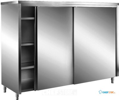 SARO RVS Opbergkasten met Schuifdeuren AISI 430 Plat Dak 1000x600 - 700-8070