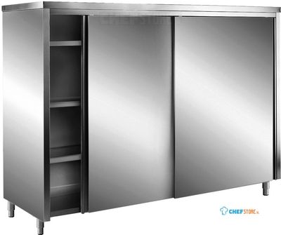 SARO RVS Opbergkasten met Schuifdeuren AISI 430 Plat Dak 1200x600 - 700-8075