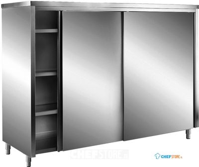 SARO RVS Opbergkasten met Schuifdeuren AISI 430 Plat Dak 1600x600 - 700-8085