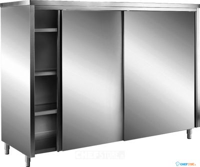 SARO RVS Opbergkasten met Schuifdeuren AISI 430 Plat Dak 2000x600 - 700-8095 1