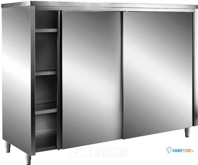 SARO RVS Opbergkasten met Schuifdeuren AISI 430 Plat Dak 2000x600 - 700-8095