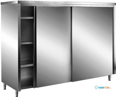 SARO RVS Opbergkasten met Schuifdeuren AISI 430 Plat Dak 1200x700 - 700-8105