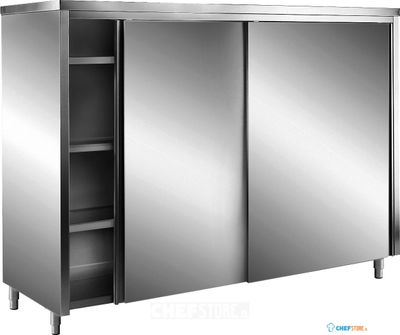 SARO RVS Opbergkasten met Schuifdeuren AISI 430 Plat Dak 1800x700 - 700-8120 1