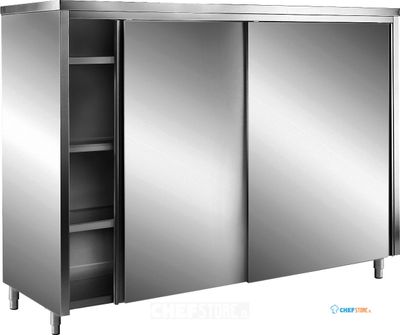 SARO RVS Opbergkasten met Schuifdeuren AISI 430 Plat Dak 2000x700 - 700-8125 1