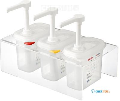 Araven set van 3 sausdispensers GN 1/9 transparant 1,5ltr |  CR823