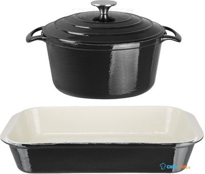Vogue 2-Delige Gietijzeren Braadpan En Ovenschaal Set - Vogue SA619