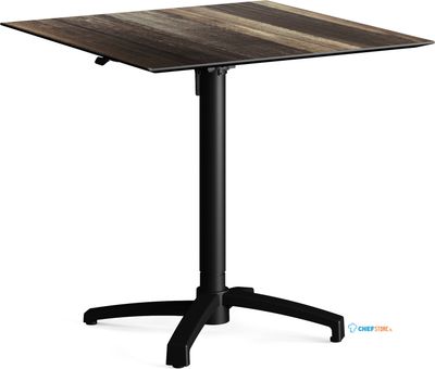 Feros 110101277 X Cross - In hoogte verstelbaar zwart tafelonderstel + Tropical Wood HPL Tafelblad 70x70 cm