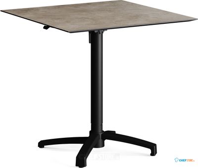 Feros 110101377 X Cross - In hoogte verstelbaar zwart tafelonderstel + Moonstone HPL Tafelblad 70x70 cm