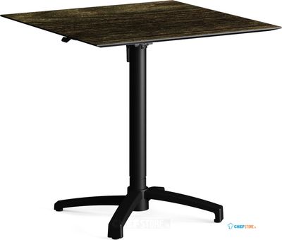 Feros 110101477 X Cross - In hoogte verstelbaar zwart tafelonderstel + Riverwashed Wood HPL Tafelblad 70x70 cm