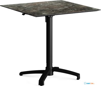 Feros 110101577 X Cross - In hoogte verstelbaar zwart tafelonderstel + Galaxy Marble HPL Tafelblad 70x70 cm