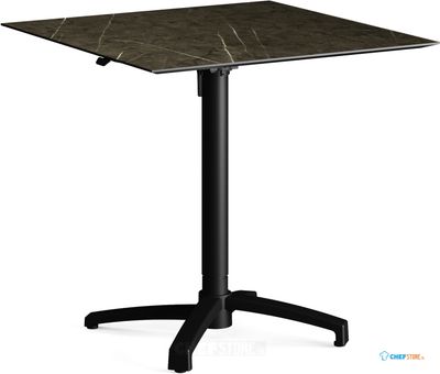 Feros 110101677 X Cross - In hoogte verstelbaar zwart tafelonderstel + Midnight Marble HPL Tafelblad 70x70 cm