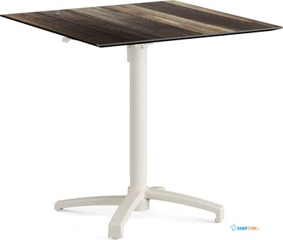 Feros 110151277 X Cross - In hoogte verstelbaar zand tafelonderstel + Tropical Wood HPL Tafelblad 70x70 cm