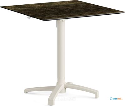 Feros 110151477 X Cross - In hoogte verstelbaar zand tafelonderstel + Riverwashed Wood HPL Tafelblad 70x70 cm