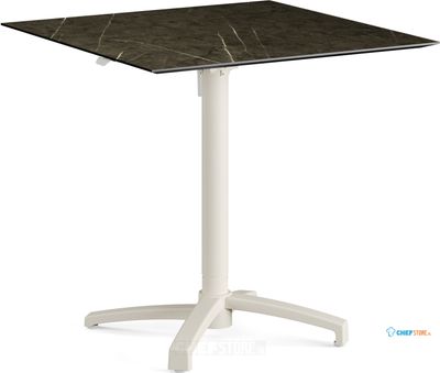 Feros 110151677 X Cross - In hoogte verstelbaar zand tafelonderstel + Midnight Marble HPL Tafelblad 70x70 cm