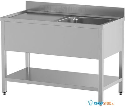 Diamond L1411/D-SS2 Spoeltafel met 1 kuip en 1 afdruipblad links, met onderlegplank