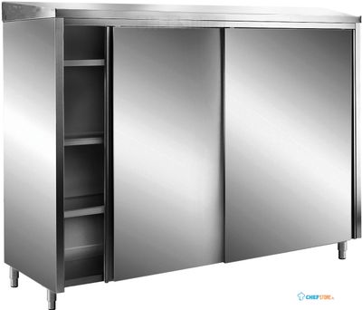 SARO RVS Opbergkasten met Schuifdeuren AISI 430 Schuin Dak 2000x600 - 700-8155 1