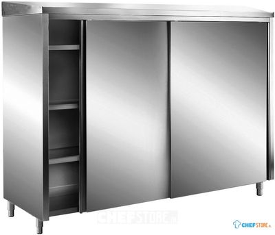 SARO RVS Opbergkasten met Schuifdeuren AISI 430 Schuin Dak 2000x600 - 700-8155