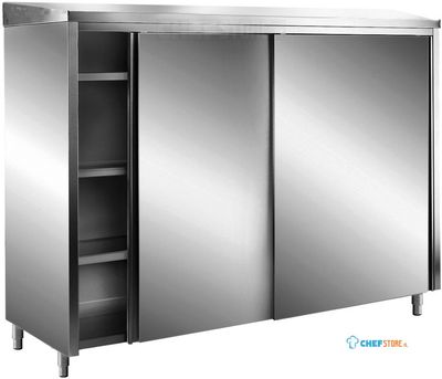 SARO RVS Opbergkasten met Schuifdeuren AISI 430 Schuin Dak 1600x700 - 700-8175