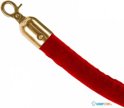 Syna Rood Velours Koord met Gouden Clips - BSRRPGLDRED