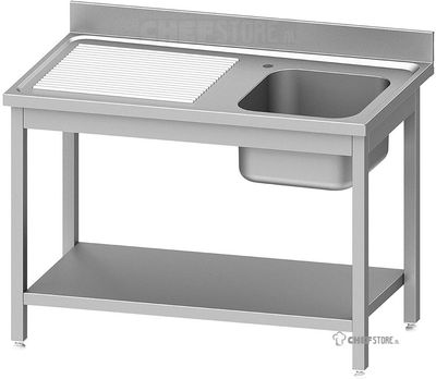 Diverso by Diamond WR-C1E1-4GS RVS spoeltafel ECO met 1 kuip en 1 links druipvlak, met onderblad