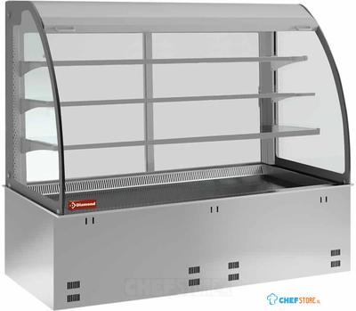 Gekoelde vitrine toonbank | 3 niveau's + bodem kuip 150mm | Met gordijn | 3x GN 1/1 | Diamond DPA/RVA312-S 1