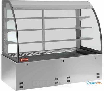 Diamond Kuipelement en open uitstalvitrine 3 niveau's (met gordijn), gekoeld, Geforceerd, 5x GN 1/1 (zonder waterdicht eenheid) | DPA/RVA318-S 1