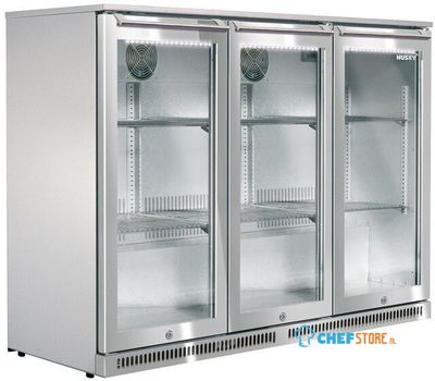 AlFresco Outdoor Backbar koeler - volledig RVS - 3-deurs - deurslot - LED-verlichting - ventitator - 0 tot 10 ℃ - elektronische thermostaat - Husky C3AF-HS-STEEL 1