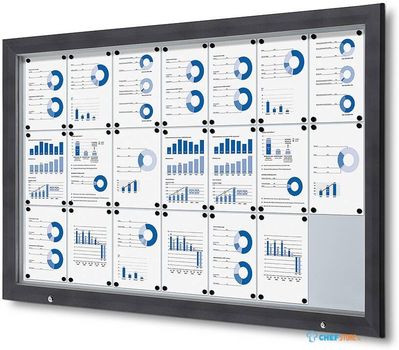 Syna Vergrendelbaar Notitiebord Outdoor met Gasveer 21x A4 RAL 7016 - SCT21XA4PHC7016JS
