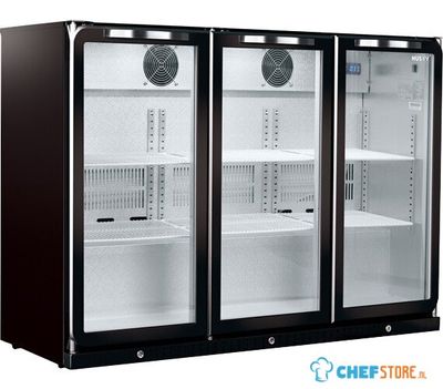 Subzero backbar koeler - 3-deurs - zwart - deurslot - LED verlichting - ventitator - -3 tot +10 ℃ - elektronische thermostaat - Husky C3ZZHBLACK 1