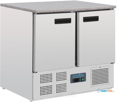 Gekoelde werkbank | Marmeren Werkblad | 2 deuren | 1/1GN | Polar CL108