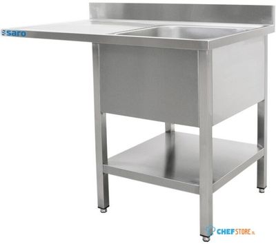 SARO Spoeltafel voor Vaatwasser met 1 Bak Rechts 600 mm Diepte 1400mm - 600-2605R 1