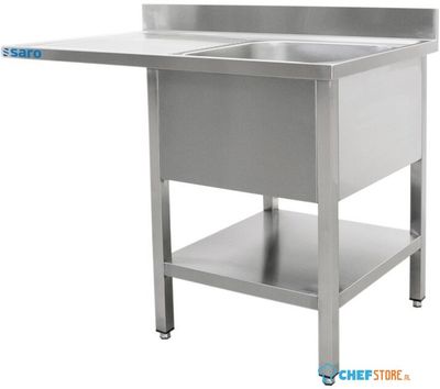 SARO Spoeltafel voor Vaatwasser met 1 Bak Rechts 600 mm Diepte 1400mm - 600-2605R