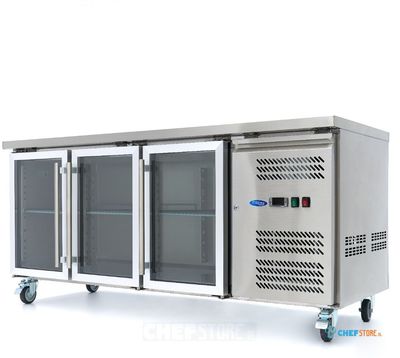 Maxima Koelwerkbank - 417 L - 180 cm - 3 Glazen Deuren - 09400406