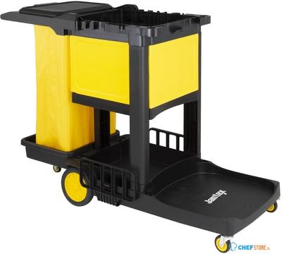 Jantex Schoonmaakwagen Zwart met Afsluitbare Kast - FU998