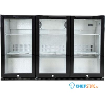 Backbar koeler - 3 deurs - zwart - deurslot - LED verlichting - ventitator - 0 – 10 ℃ - elektronische thermostaat - Husky C3-865-BK-NL-HU
