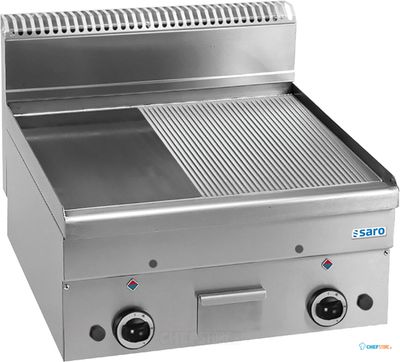SARO Gas Grillplaat 1/2 Glad 1/2 Geribbeld 1000x600 Model GFT66LR 1