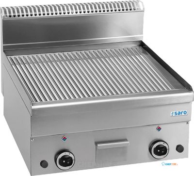 SARO Gas Grillplaat Geribbeld Tafelmodel 600x600 Model GFT66R - 504-1140 1