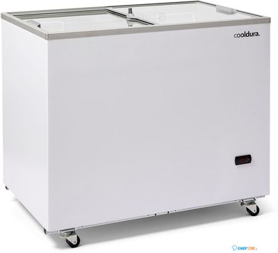 Cooldura Dubbele Koelkist/Vrieskist - Glazen Schuifdeksel - 258 Liter - S3M-I 1