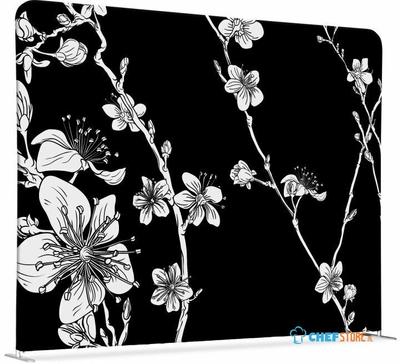 Syna Scheidingswand Textiel 200-150 Dubbelzijdig Abstracte Japanse Bloesem Zwart - ZWSE200-150SSK-DSI7