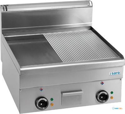 SARO Elektrische Grillplaat 1/2 Glad 1/2 Geribbeld 600x600 Model EFT66LR 1