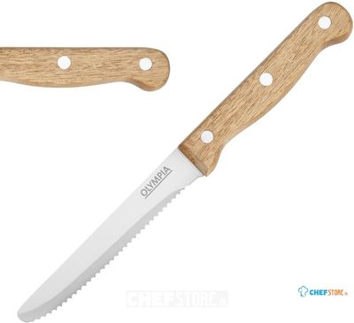 Olympia steakmessen met ronde punt | hout heft | 21.5cm | CS717