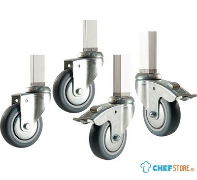 Set of Galvanized Wheels (2 With Brakers and 2 Without) For Shelving Units, virtus Z/PKITKORAZ 1
