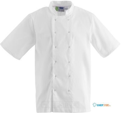 Whites Boston unisex koksbuis korte mouw wit M | B250-M