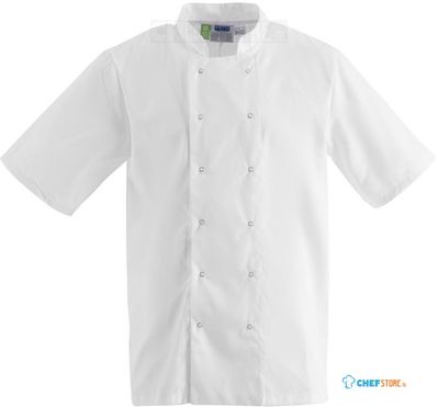 Whites Boston unisex koksbuis korte mouw wit S | B250-S