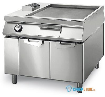 Electric Griddle Smooth Chromed On Cabinet With Door, Two-Sided Panel Control, Virtus VS110100FTEC 1