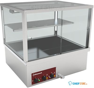 Diamond VBME-2X Warmvitrine, bain-marie 2x GN 1/1, panoramische