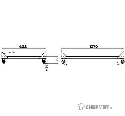 Verhogingsonderstel met wielen | 3 deuren modellen | Combisteel 7003.0515 1