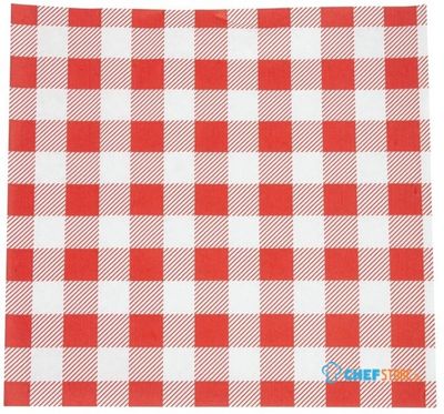 Chefstore.nl Fiesta Composteerbare Rood Geruit Vetvrije Vellen - 310x190mm (Pak 200) - HY781