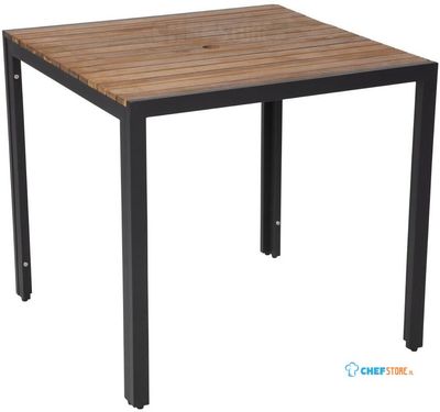 Bolero vierkante stalen en acaciahouten tafel 80x80cm | DS152