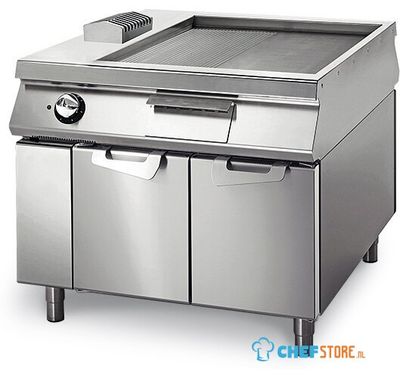 Electric Griddle ½ Smooth ½ Ribbed On Cabinet With Door, Two-Sided Panel Control, Virtus VS110100FTRE 1